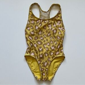Zimmermann Girls Carnaby Racerback One-Piece Lemon Leopard Print Swimsuit
